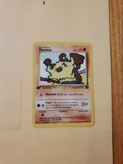 Pokemon Team Rocket 1st Edition Regular Finish Mankey 61/82 Vintage - Image 1