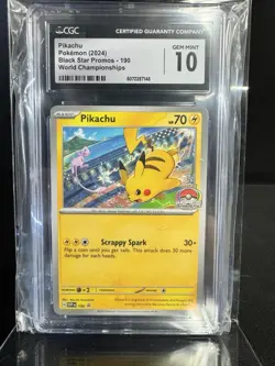 Pokemon Pikachu TCG Promo Card World Championships 2024 Black Star - Image 1