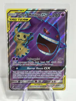 Pokemon Gengar & Mimikyu GX Tag Team 164/181 S&M Team Up Holo Rare Full Art - Image 1