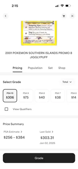 2001 POKEMON SOUTHERN ISLANDS PROMO 8 JIGGLYPUFF Gem Mint PSA 10 - Image 3