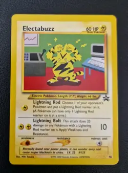 Vintage Pokemon Electabuzz Black Star Promo No 46 Card World Championship 2000 - Image 1