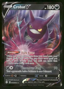 Pokemon Cards Crobat V 044/072 Shining Fates Holo Rare V NM *1 - Image 1