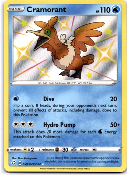 Pokemon TCG Cramorant SV030/SV122 Shining Fates Shiny Vault Holo Near Mint - Image 1