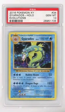2016 POKEMON XY EVOLUTIONS GYARADOS HOLO 34/108 PSA 10 GEM MT - Image 1