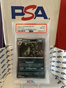 2025 Pokemon PRE EN #059 Umbreon Poke Ball Reverse Holo PSA NM-MT 8 - Image 3