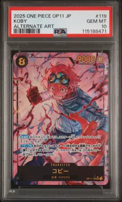 2025 ONE PIECE JAPANESE OP11-A FIST OF DIVINE SPEED 119 KOBY ALT ART PSA 10 - Image 1