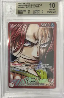 One Piece OP09-001 Alt Art Leader Shanks Alternate Parallel English BGS 10 PSA - Image 1