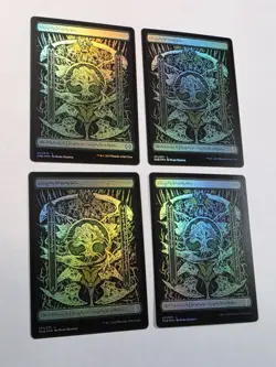 4x Forest - Foil - Phyrexian Text - Full Art Basic Land- Near Mint - MTG - Image 1