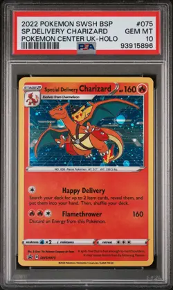2022 POKEMON SWSH BLACK STAR PROMO #075 SPECIAL DELIVERY CHARIZARD-HOLO PSA 10 - Image 1