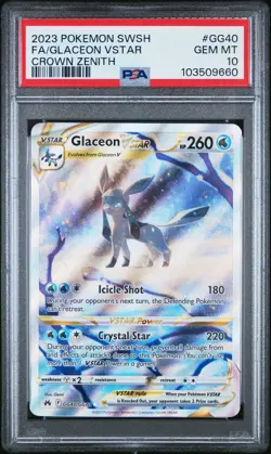 PSA 10 Glaceon VSTAR GG40 Crown Zenith Galarian Gallery Ultra Rare Pokemon Card - Image 1
