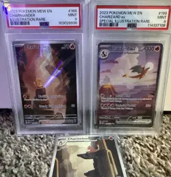 Pokemon TCG Charizard, Charmeleon, and charmander EX Scarlet & Violet 151 PSA 9. - Image 1