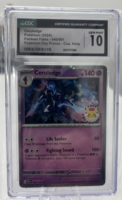 Pokemon Paldean Fates Ceruledge 040/091 Cosmos Holo CGC 10 - Image 1