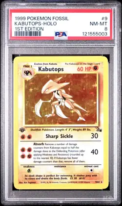 Pokemon Kabutops Holo 1st Edition 9/62 Fossil PSA 8 - Image 1