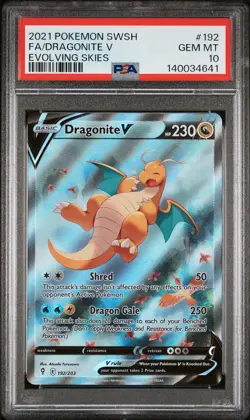 2021 POKEMON SWORD & SHIELD EVOLVING SKIES #192 FULL ART/DRAGONITE V PSA 10 - Image 1