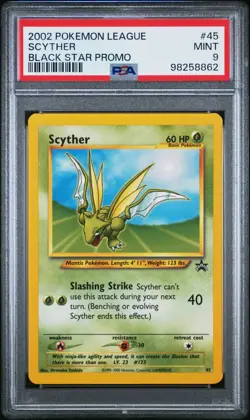 PSA 9 2002 POKEMON LEAGUE PROMO BLACK STAR CARD 45 SCYTHER - MINT - Image 1