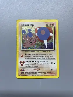 Pokemon Card Hitmontop 3/75 Vintage Holo Rare Swirl Neo Discovery WOTC HP ## - Image 1
