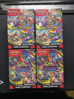 4 X Pokemon TCG Mega Evolution (X2) & Phantasmal Flames (X2) Booster Bundle Lot - Image 1