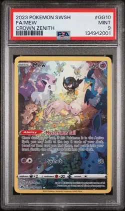 2023 POKEMON SWORD & SHIELD CROWN ZENITH #GG10 FULL ART/MEW PSA 9 - Image 2