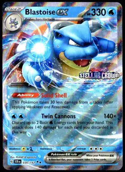 Pokemon TCG Blastoise ex 030/142 2024 Stellar Crown Stamped Promo Card - LP - Image 1