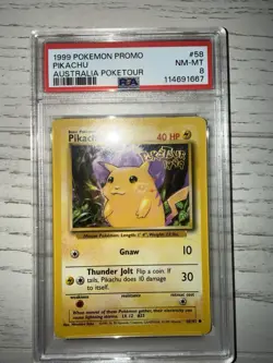 1999 Pokemon Promo #58 Pikachu – Australia PokeTour – PSA 8 (NM-MT) - Image 1