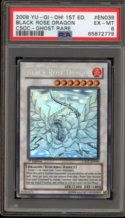 Yu-Gi-Oh! Black Rose Dragon 1st Edition Ghost Rare CSOC-EN039 PSA 6 - Image 1