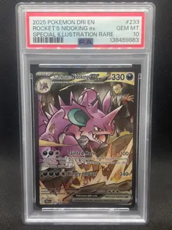 2025 POKEMON DRI #233 SPECIAL ILLUSTRATION RARE TEAM ROCKET'S NIDOKING EX PSA 10 - Image 1