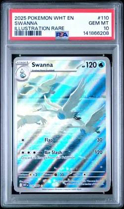 2025 POKEMON WHT EN-WHITE FLARE ILLUSTRATION RARE #110 SWANNA PSA 10 - Image 1