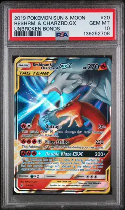Reshiram Charizard GX 20/214 PSA 10 Unbroken Bonds Ultra Rare Pokemon GEM MINT - Image 1