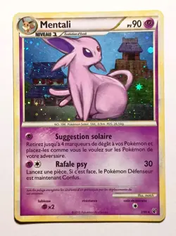 Carte Pokemon Mentali 2/90 Rare Holo Cosmos HS Indomptable FR Etat GOOD+ - Image 1