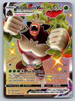 Pokemon Rillaboom VMAX Shiny Holo Rare Shining Fates: Shiny Vault SV106/SV122 NM - Image 1