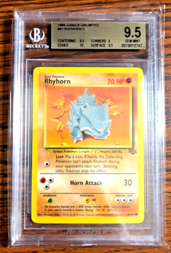 Rhyhorn Common #61 - BGS GEM MINT 9.5 - 1999 WOTC Jungle Unlimited - Pokemon TCG - Image 1