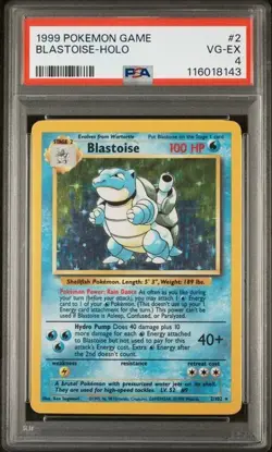1999 Pokemon Blastoise Holo 2/102 Unlimited PSA 4 - Image 1