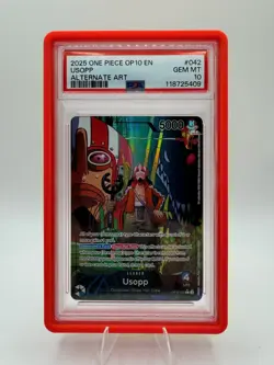 2025 ONE PIECE OP10-ROYAL BLOOD ALTERNATE ART #042 USOPP PSA 10 - Image 1