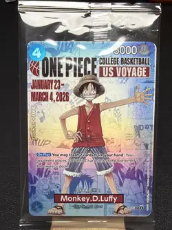 ONE PIECE Monkey D. Luffy US Voyage College Basketball Promo Card Illinois R - Image 1