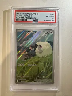 Pokemon JTG 2025 en Hop's Wooloo Illustration Rare Card #170, PSA 10 - Image 1