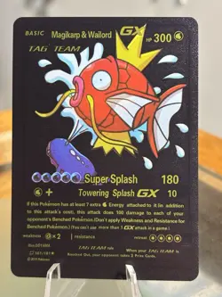 Magikarp & Wailord GX Black Foil Mint Rare Pokemon TCG Collector Fan Art Card - Image 1