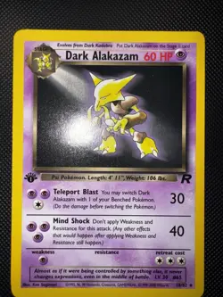 Pokemon TCG First Edition Team Rocket Dark Alakazam Card 18/82 NM - Image 1