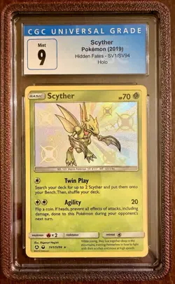 CGC 9 Mint Scyther Pokemon card Hidden Fates Shiny Vault SV1/SV94 - Image 1