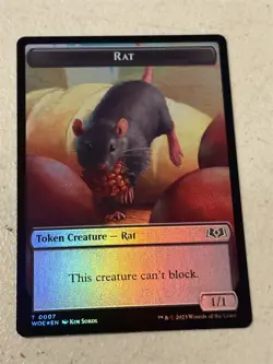mtg foil token Rat // Food, 0007/0012, Wilds of Eldraine, unplayed - Image 1