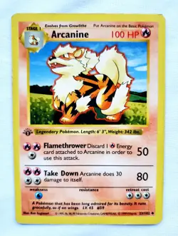 Pokemon 1st Edition ARCANINE Base Set Shadowless First Non Holo 23/102 WOTC - Image 1
