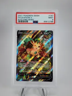 2021 Pokemon Leafeon V 167 Evolving Skies Sword & Shield Alt Full Art PSA 9 Mint - Image 1