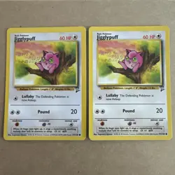 Lot of 2 Vintage 2000 Pokemon TCG Base Set 2 Jigglypuff LP 77/130 - Image 1