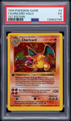 1999 POKEMON GAME 1ST ED #4 CHARIZARD-HOLO PSA 5 - Image 1
