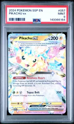 2024 POKEMON SSP EN-SURGING SPARKS 057 PIKACHU EX PSA 9 - Image 1