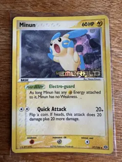 Minun 37/106 2005 EX Emerald Pokemon Card Reverse Holo Uncommon Stamped NM - Image 1