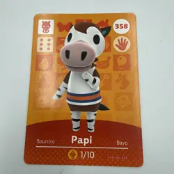 Papi #358 - Amiibo Card - Animal Crossing Series 1 - Authentic Nintendo - Image 1
