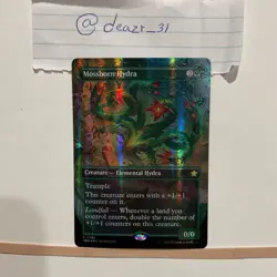 MTG Mossborn Hydra (Borderless) (Mana Foil) #399 NM Foundations FDN Magic - Image 1