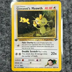 Vintage Pokemon Gym Challenge Giovanni's Meowth 1st Edition 43/132 NM - Image 1