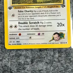 Vintage Pokemon Gym Challenge Giovanni's Meowth 1st Edition 43/132 NM - Image 4