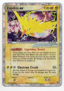 Pokemon: FireRed & LeafGreen *Foil* Zapdos ex (116/112) Secret Rare *Heavy Play* - Image 1